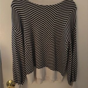 Striped Crewneck Sweater - Black & Cream